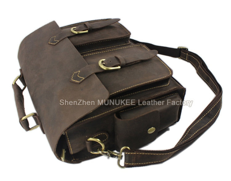 Vintage Crazy Horse Genuine Leather Men Messenger Bags