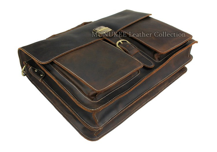 Vintage Crazy Horse Leather Briefcase