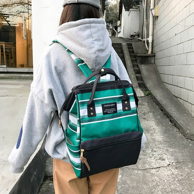 Korean Style Girls Canvas Backpack
