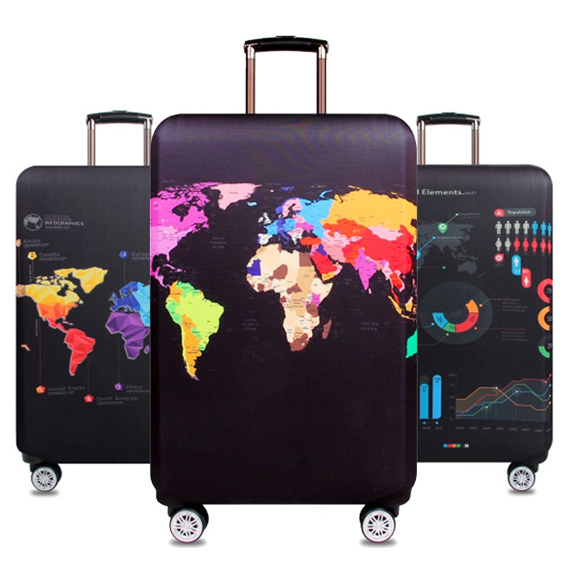 World Map Travel Luggage Suitcase Protective Cover