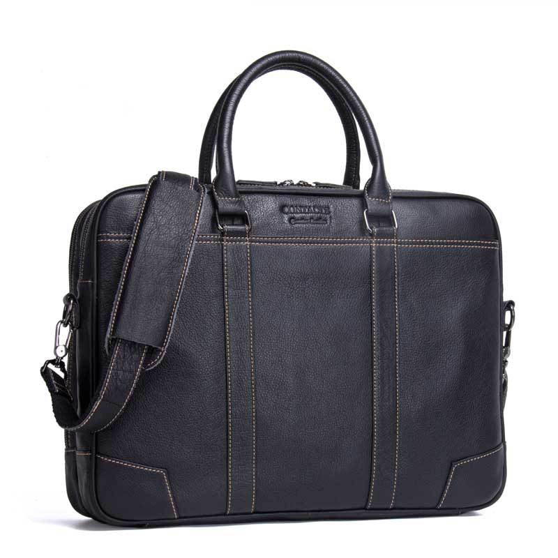 17" Business Black Men's Genuine Leather Briefcase