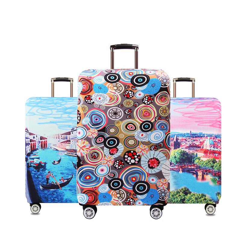 Thicker Stretch Fabric Illustrations Suitcase Cover