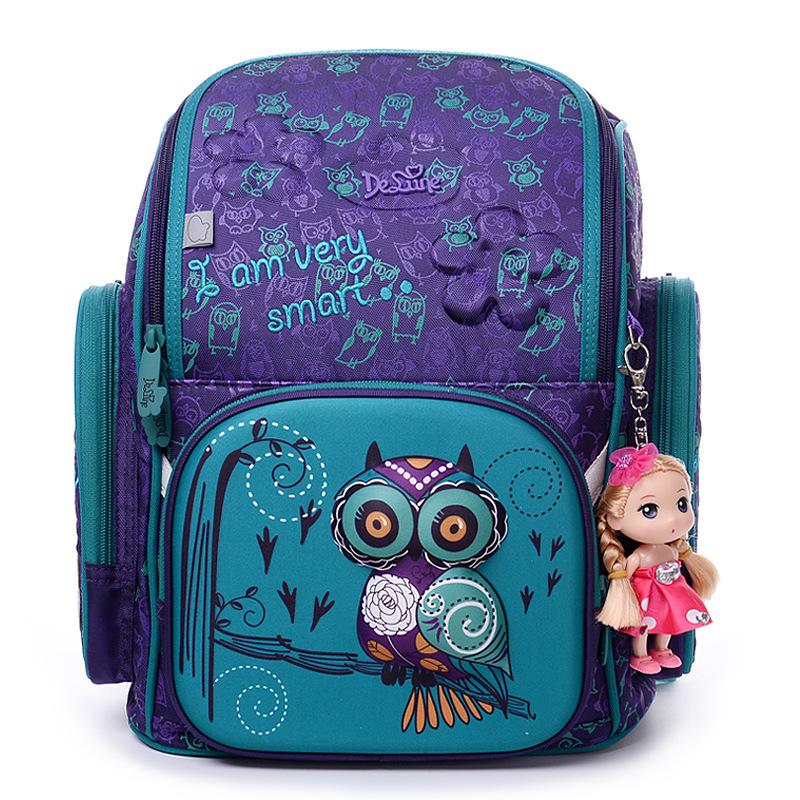 2019 3D Cartoon Owl Pattern Backpack for Girls