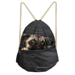 ThiKin Vintage Puppy Pug Drawstring Bag