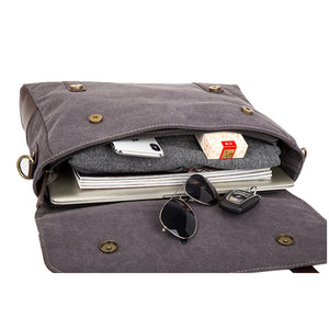Men Briefcase Bag Canvas Leather Messenger