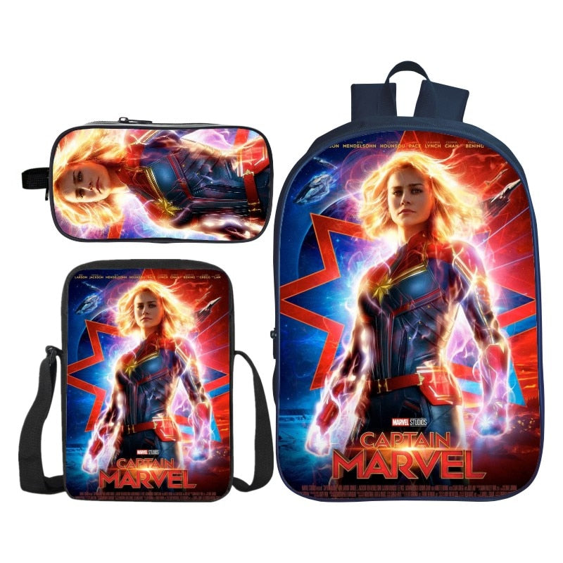 3D Captain Marvel Kids Shoulder Backpacks