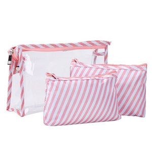 Fashion Transparent 3Pcs/Set Flamingo Cosmetic Bag