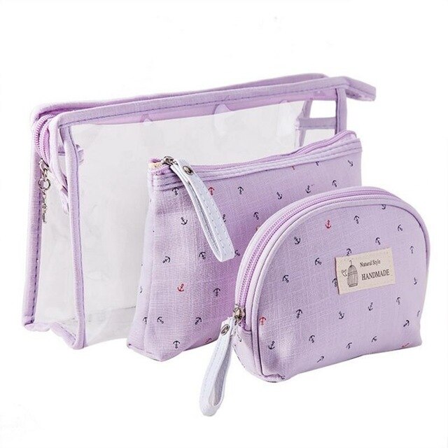 Transparent Anchor Pattern Travel Cosmetic Bag